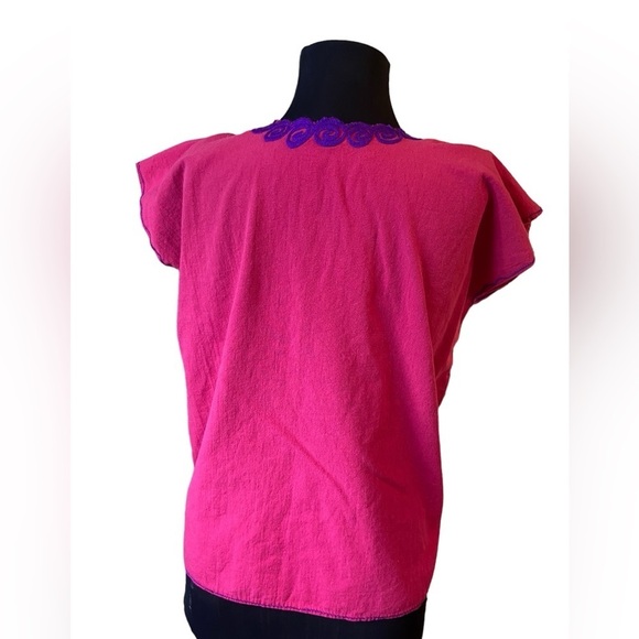 Embroidered Pink Floral V-Neck Top - Picture 11 of 14